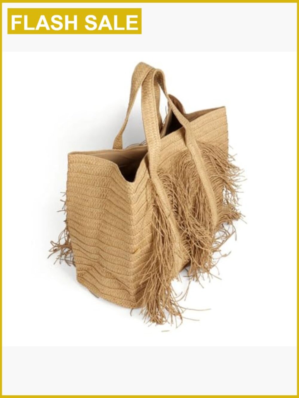 Woven Straw Tote Bag with Fringe Tassel Large Beach Shoulder Bag - Picture 6 of 7
